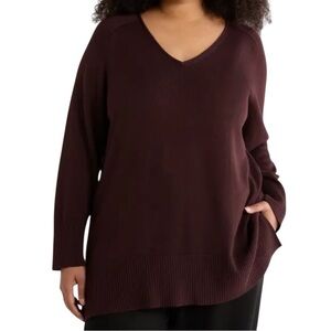 EILEEN FISHER BURGUNDY WOOL KNIT MATCHING LOUNGE SET TOP ( 3X) BOTTOM( 2X)